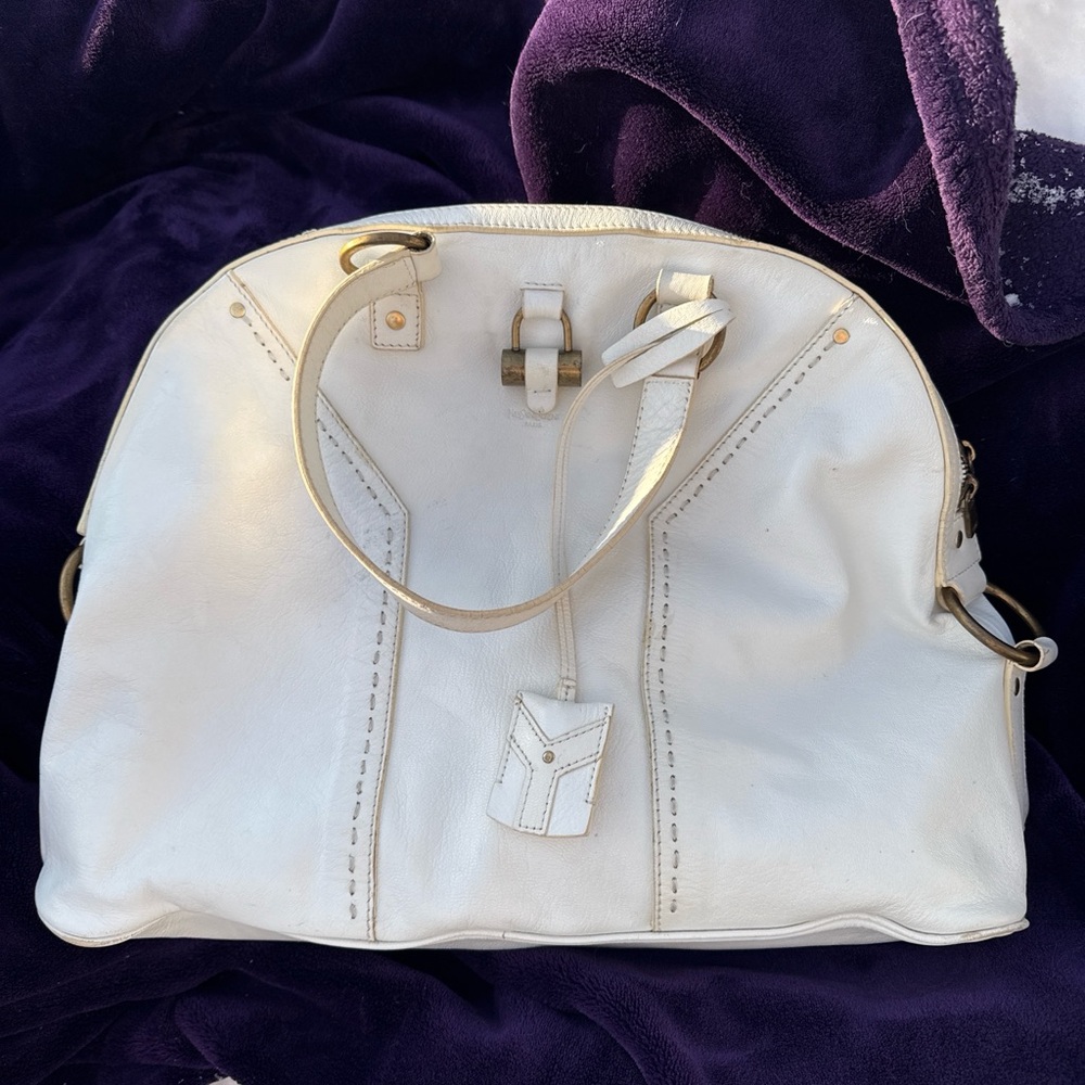 Vintage Yves Saint Laurent Leather Bag ✨ Rare | w/Lock & Keys | Paris Hilton Era - Picture 3 of 11